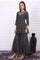 Black Ethnic Motifs Zari Embroidered Flared Kurta, Sharara and Dupatta Set
