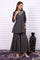 Black Ethnic Motifs Zari Embroidered Flared Kurta, Sharara and Dupatta Set