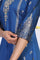 Blue Abstract Floral Sequined Straight Kurta with Trouser and Dupatta Set