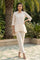 Beige Embroidered Lace Trim Cotton Blend A-line Top with Palazzo Co-ord Set