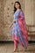 Blue Jacquard Zari Lace Straight Kurta with Trousers and Dupatta Set