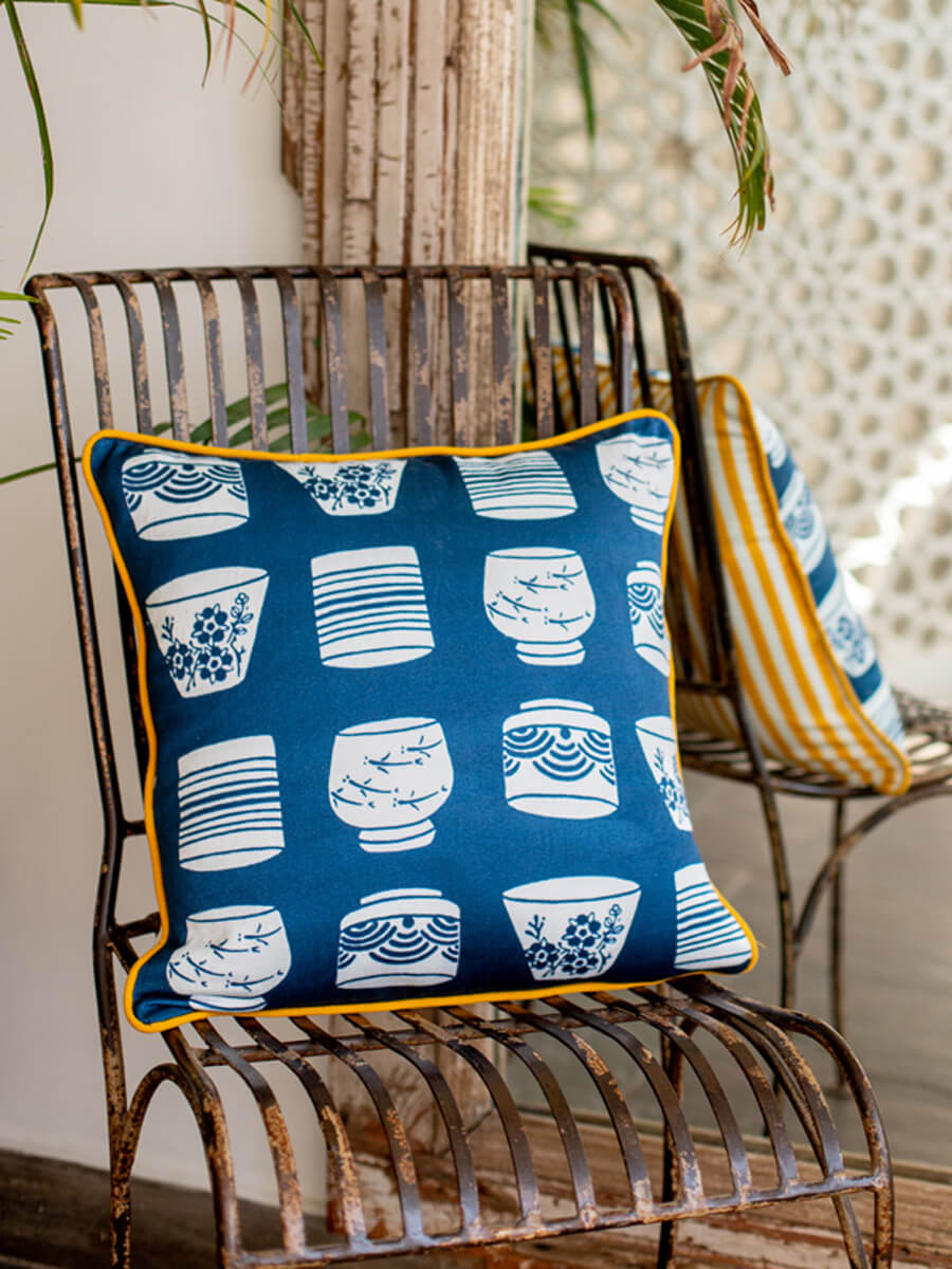 Aizome Cotton Cushion Cover - 16 Inch