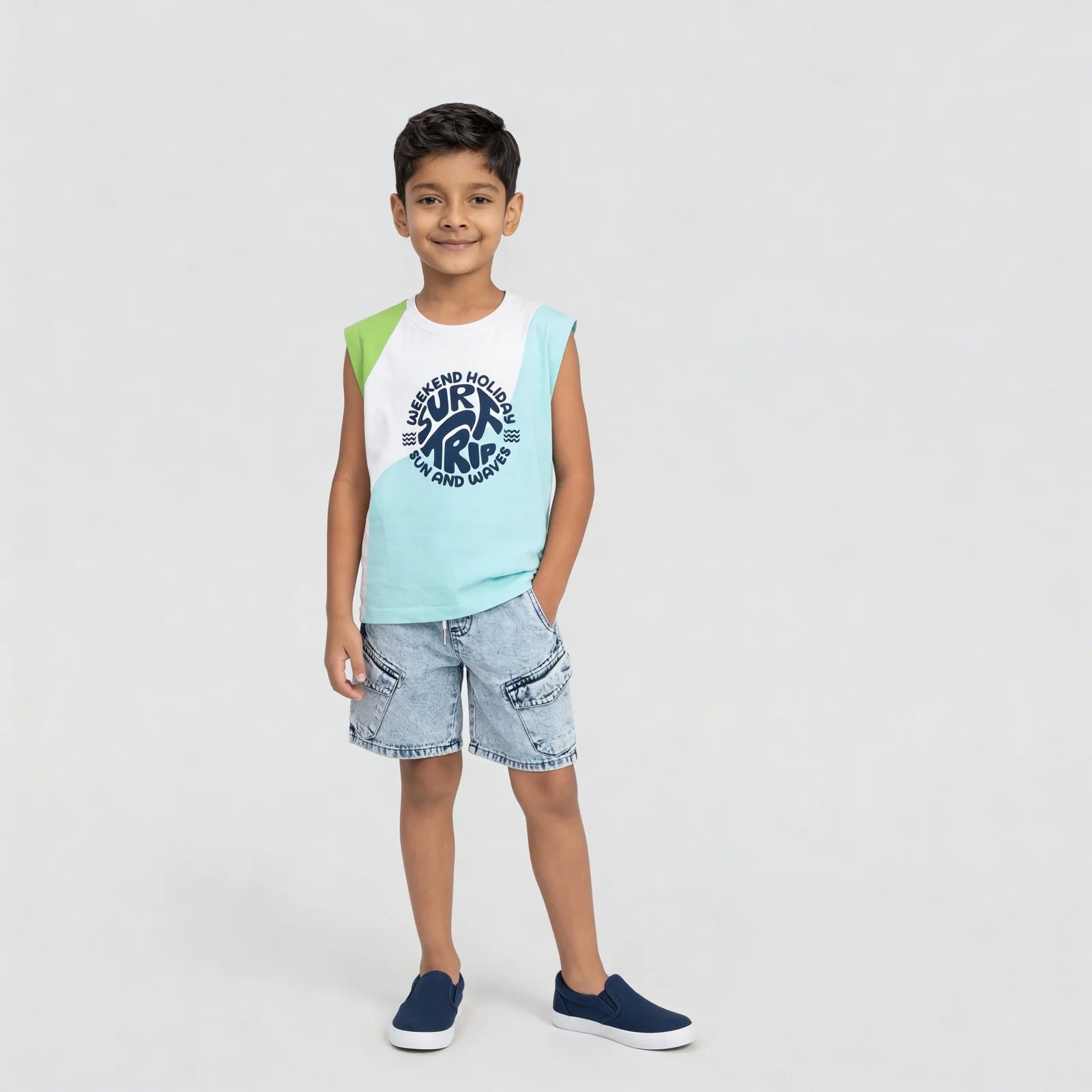 Boys Cotton Printed Summer Paradies Tank T-Shirt