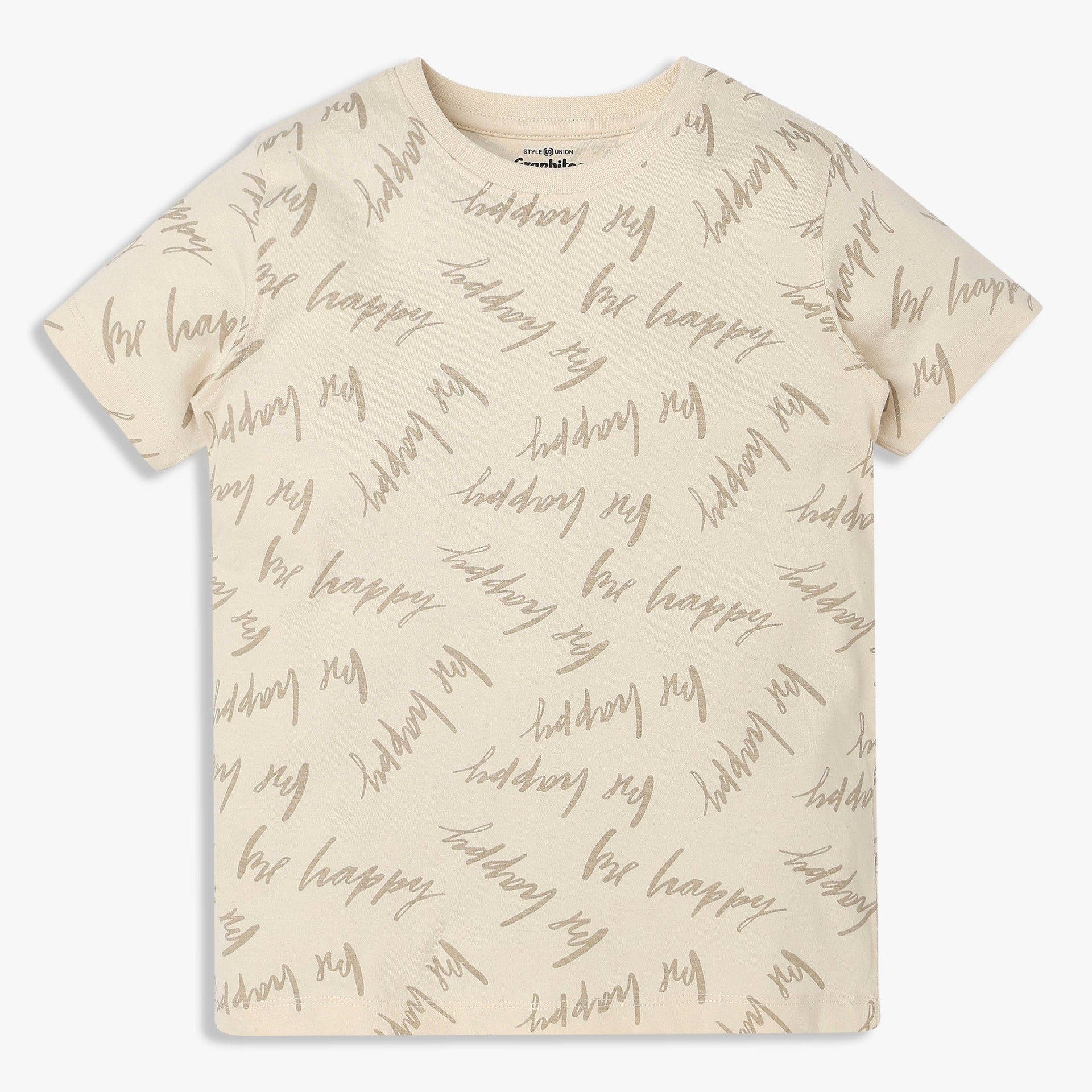 Boys Cotton Crew Neck Graphitee