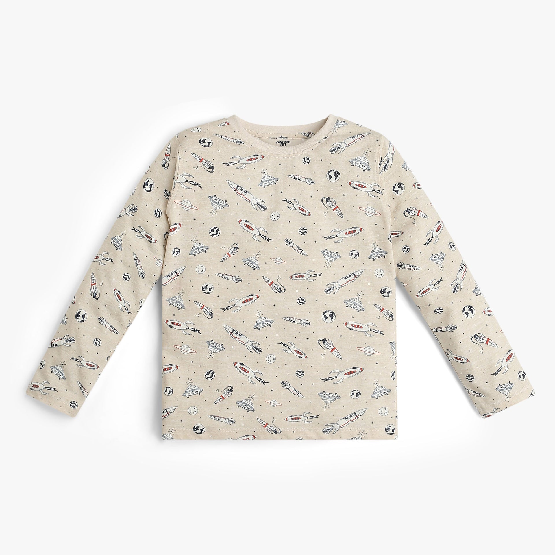 Boys All Over Print Crew Neck Full Sleeve Conversational Print T-Shirt With Track Pant Sleepwear Set