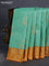 Bangalori silk saree pastel green and dark mustard with zari woven buttas and zari woven border
