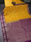Bangalori silk saree mustard yellow and deep purple with zari woven buttas and zari woven border