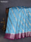 Chiniya silk saree pastel blue and wine shade with allover zari weaves and zari woven border