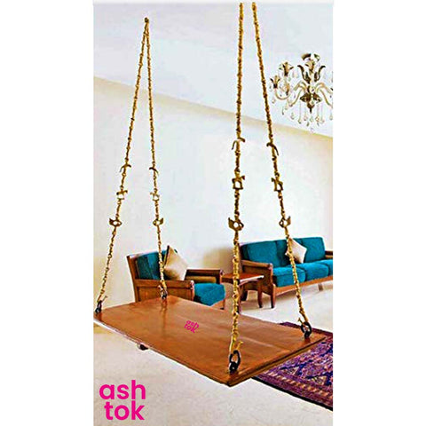 Brass Chains for Swing, Jhula Chain, Swing Chain Hooks and Accessories, Color - Golden. Height  71 Inches.