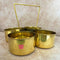 Brass Attached Serving Bowls Set with Solid Handle, Multipurpose Brass Chopala for Kitchen