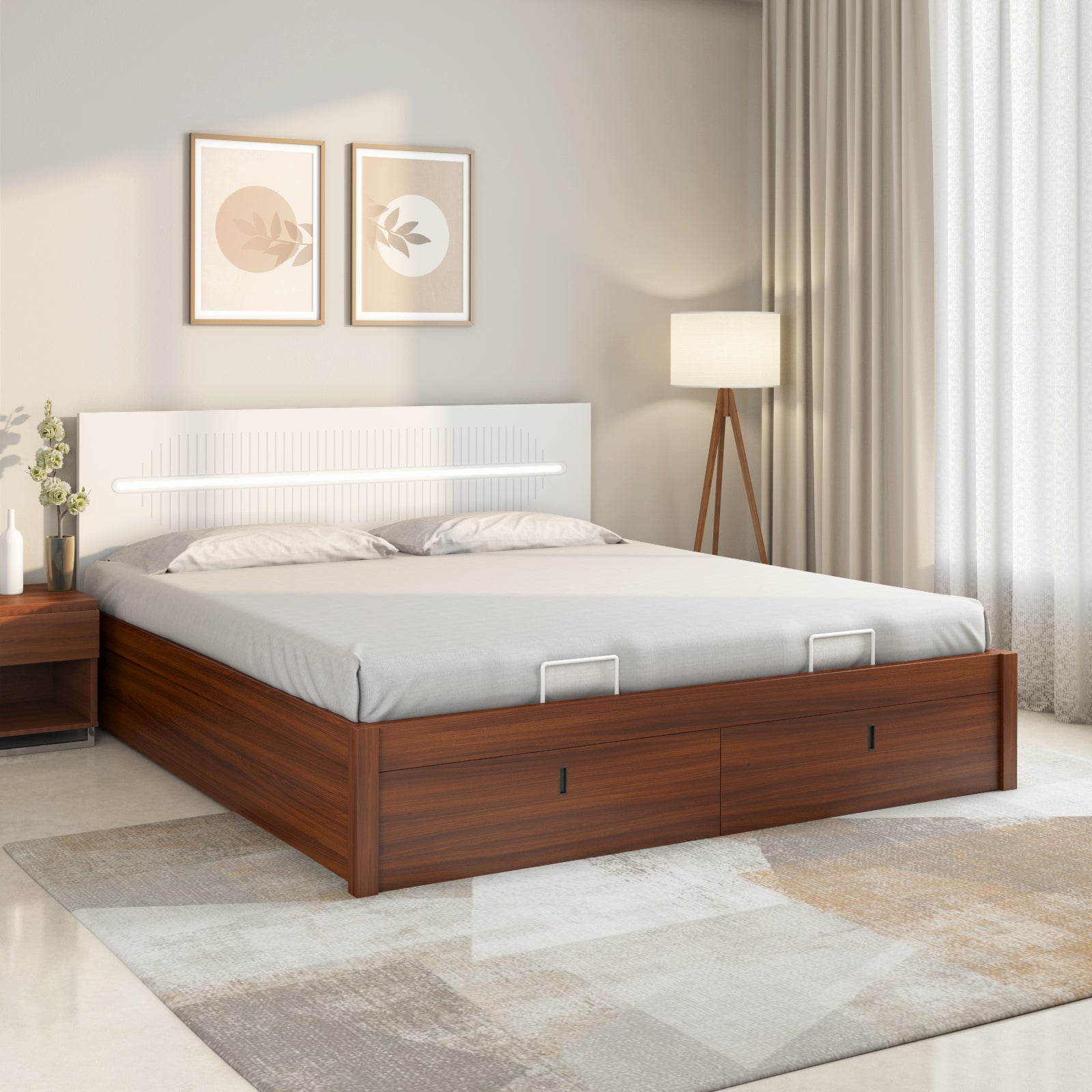 Capsule Premier Bed with Hydraulic Storage (Walnut)