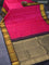 Pure kanchipuram silk saree pink and black with zari woven buttas and zari wove korvai border