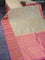 Pure kanchipuram silk saree cream and pink with zari woven buttas and long zari woven border