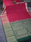 Pure kanchipuram silk saree dark pink and bottle green with allover zari weaves and long zari woven border