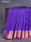 Pure kanchipuram silk saree blue and purple with allover self emboss & zari weaves and floral zari woven border