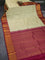 Pure kanchipuram silk saree cream and dark pink with allover zari woven butta weaves and zari woven korvai border