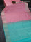 Pure kanchipuram silk saree light pink and teal blue with allover silver zari woven butta weaves and silver zari woven buttas