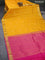 Pure kanchipuram silk saree mango yellow and pink with zari woven buttas and zari woven border