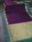 Pure kanchipuram silk saree deep violet and green with zari woven buttas and zari woven border