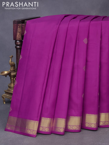 Pure kanchipuram silk saree purple with zari woven buttas and zari woven border