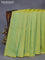 Pure kanchipuram silk saree yellowish green and teal blue with allover zari weaves in borderless style