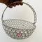 Crystal Basket German Silver, Flower Basket, Fruit Basket for Home Decor (Dia 5 Inches)