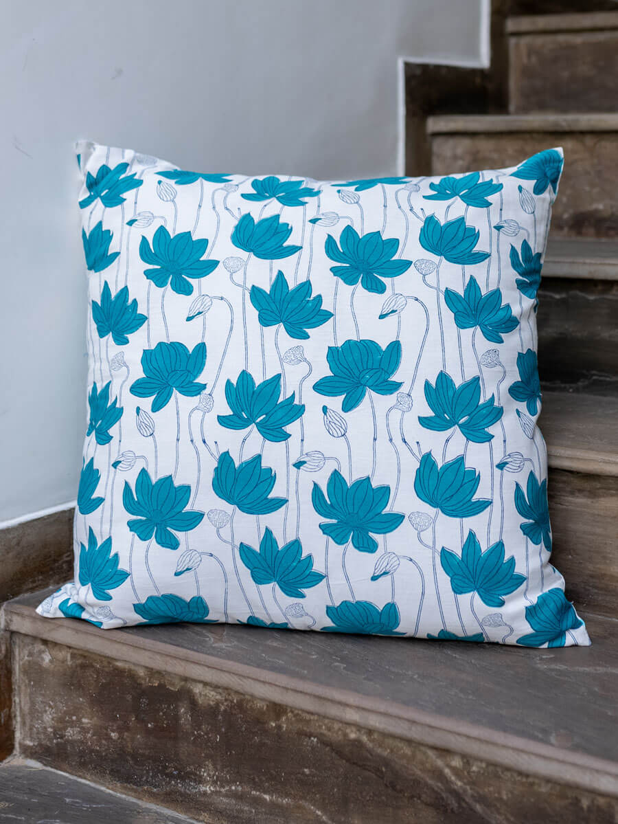 Arvind Block Printed Cotton Cushion Cover - 24 Inch
