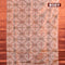 Banarasi semi tussar saree peach shade and wine with allover ikat weaves and copper zari woven border