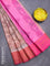 Banarasi semi tussar saree peach shade and pink with allover ikat weaves and copper zari woven border