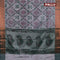 Banarasi semi tussar saree grey and dark green with allover ikat weaves and copper zari woven border