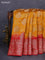 Chiniya silk saree mustard yellow and maroon with allover zari buttas & bandhini prints and zari woven border