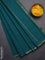Arani semi silk saree peacock green with plain body and small zari woven border