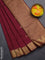 Arani semi silk saree maroon shade with zari woven thilak buttas and zari woven border