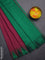 Arani semi silk saree dark magenta pink and green with plain body and temple design border