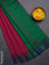 Arani semi silk saree magenta pink and green violet with plain body and temple design border