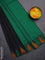 Arani semi silk saree black and green mustard yellow with plain body and temple design border