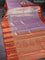 Bangalori tissue silk saree mild lavender and reddish pink with allover zari woven brocade weaves and long zari woven border
