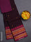 Chettinad cotton saree wine shade and dark magenta pink with thread woven buttas and thread woven border