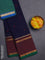 Chettinad cotton saree navy blue and deep maroon with thread woven buttas and zari woven checked border