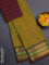 Chettinad cotton saree mustard green and dual shade of maroon with thread woven buttas and zari woven border