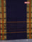 Chettinad cotton saree navy blue and mustard with thread woven buttas and rattapet zari woven border