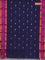 Chettinad cotton saree navy blue and magenta pink with thread woven buttas and rattapet zari woven border