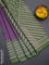 Chappa saree purple and green with allover small zari checked pattern and printed border