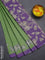 Chappa saree light green and lavender with allover small zari checked pattern and pichwai printed pallu