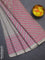 Chappa saree beige and pink with allover small zari checked pattern and printed border