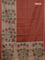 Chappa saree rustic orange and beige with allover small zari checked pattern and floral digital printed pallu