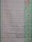 Chappa saree pastel grey and teal green with allover small zari checked pattern and floral digital printed pallu