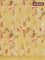 Chappa saree beige and pale yellow with allover small zari checked pattern and floral digital printed pallu