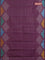 Chappa saree purple and grey with allover small zari checked pattern and printed border