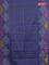 Chappa saree blue and grey with allover small zari checked pattern and printed border